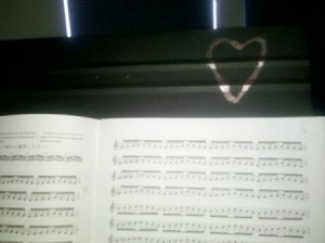 Lori's music stand. Sugartown, CA